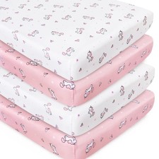 Girl Crib Sheets 4-Pack, Fitted Sheets 52'' x 28'' for Standard Toddler Mat...