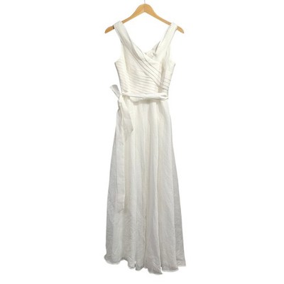 COAST Womens Dress White 10 UK Pleated Maxi Wedding Ruffle Prom Summer