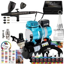 Master Airbrush PRO-120 Ultimate System  Tank Compressor, Airbrush Paint Set