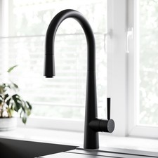 Matt Black Single Lever Pull Out Monobloc Kitchen Mixer Tap - Enza Ol OLNSLMBRPO