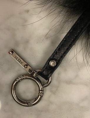 Fendi Black Yellow Fur Monster Bag Charm Keychain for Women with