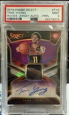 2018-19 Panini Select - Rookie Jersey Auto  Trae Young Purple Prizm /99 