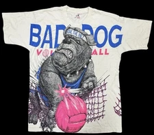 Vintage 1990s Bad Dog Sports Spike It AOP Single Stitch Tshirt