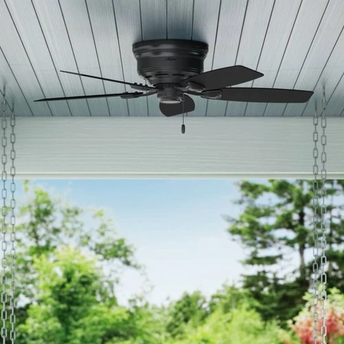 Hunter 48 inch Outdoor or Indoor Ceiling Fan No Light - Low Profile Mount, Black - Picture 3 of 9