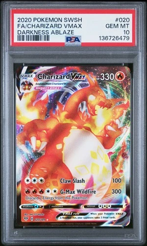 2020 POKEMON SWORD & SHIELD DARKNESS ABLAZE #020 FULL ART/CHARIZARD VMAX PSA 10