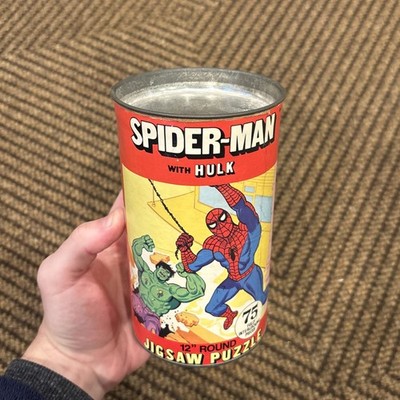 Vintage Spider-Man & Hulk Jigsaw Puzzle 1974 Marvel Comics Group COMPLETE Good 