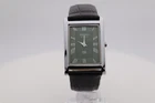 Vintage Seiko Slim Quartz Green Dial Men's Wrist Watch with Black Strap