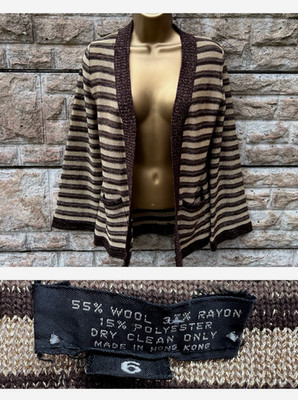 Smart offener Cardigan Damen goldschimmernd Wollmischung Oberteil UK 6/8