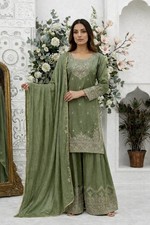 Exclusive Designer Soft Silk Kurta Palazzo With Dupatta For Wedding Wear
