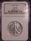 1941-S WALKING LIBERTY HALF NGC AU 58 NICE BU LOOK PQ BETTTER DATE