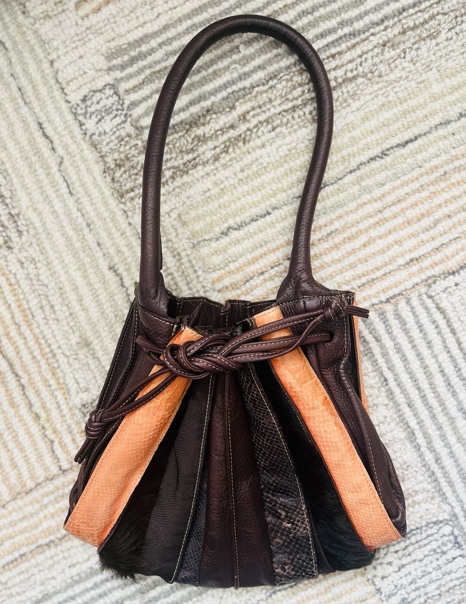 RARE Vintage LUPO Barcelona Handbag – Brown Fur & Leather, Iconic