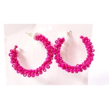 Banana Republic Women's Summer Fridays Bead Hoop EARRINGS NWT 48 Magenta