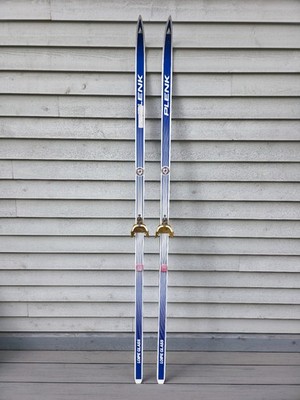 VINTAGE Old BLUE Snow Skis PLENK LOIPE GLASS Waxable Base  Measures 81''
