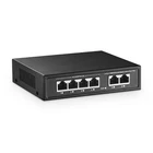 6 Port Mini PoE Switch 4 PoE+ 2 Uplink 10/100Mbps Ethernet 65W Network Hub