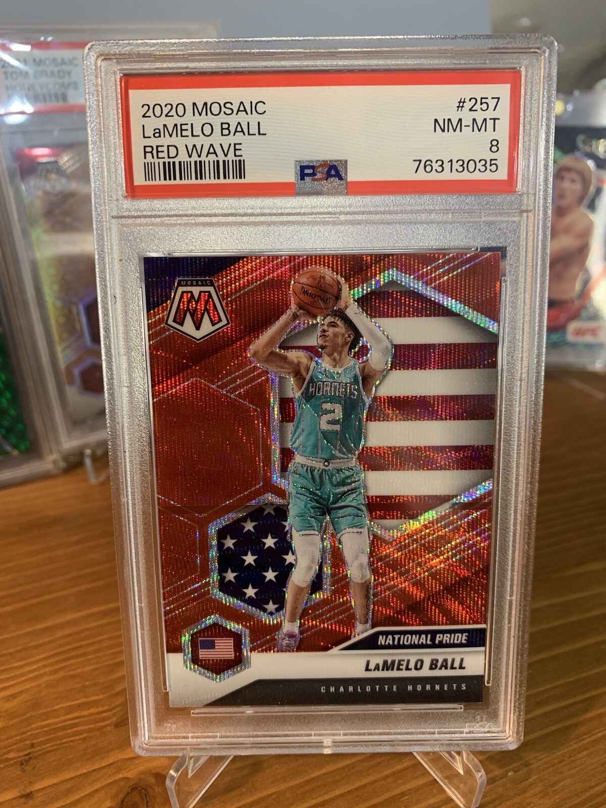 2020 Panini Mosaic Lamelo Ball Red Wave Rc National Pride PSA 8 Hornets