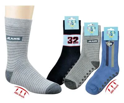 TIPPTEXX 24 6 Paar Kindersocken ABS Stopper-Socken Jeans Motiv Socken mit Antiloch-Garantie