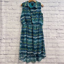Enfocus Elastic Waist Casual Sleeveless Multicolor Dress Plus Size 14W Casual