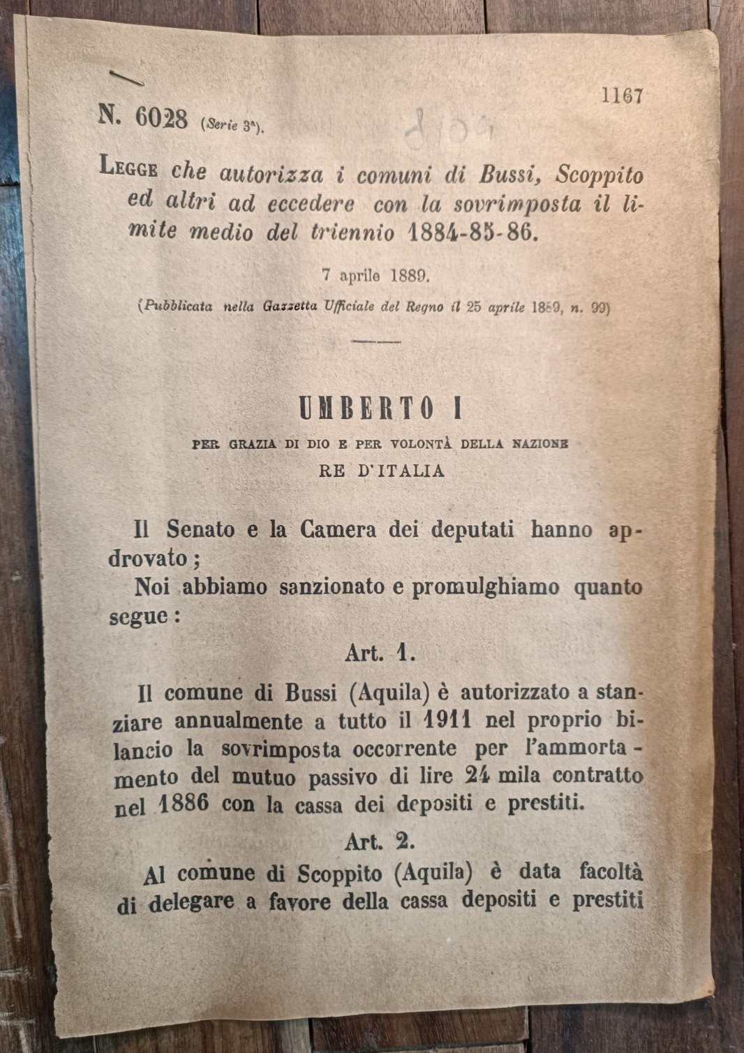 Bussi e Scoppitto 1889 Regio Decreto x Sovrimposta-8104