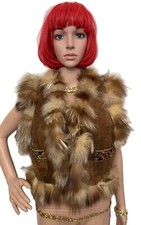 Vintage Genuine Shearling Sheepskin Lamb /Fox Fur Embroided Vest 40 US:10