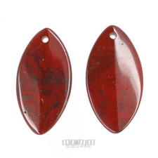2 Red Brecciated / Poppy Jasper Marquise Pendant Beads ap. 28mm x 54mm 18188