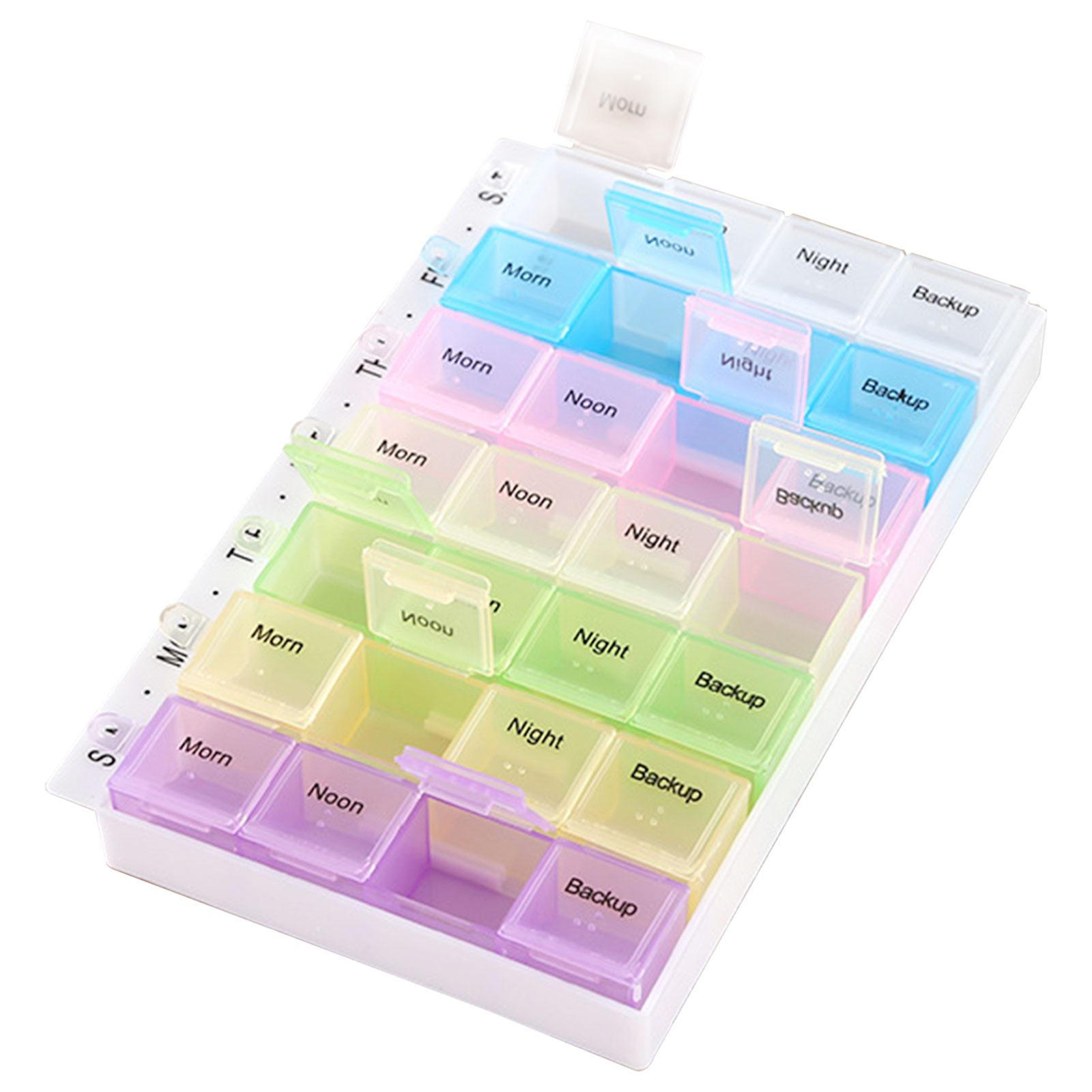 Weekly Pill Organizer Tablets Vitamin Organizer Large Compartments Clear Lids-image