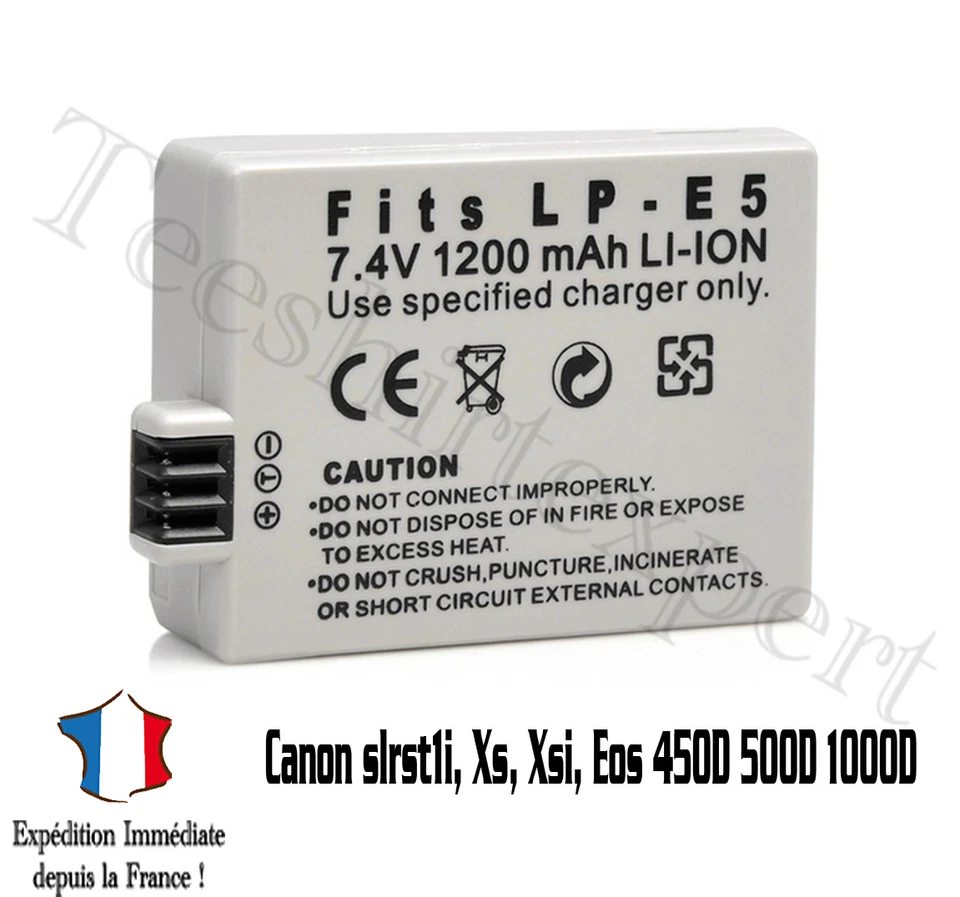 Batterie pour CANON LP-E5 LPE5 Eos 450D 500D 1000D Rebel T1i Xs - 1200mah LP-E5 - Photo 1/1