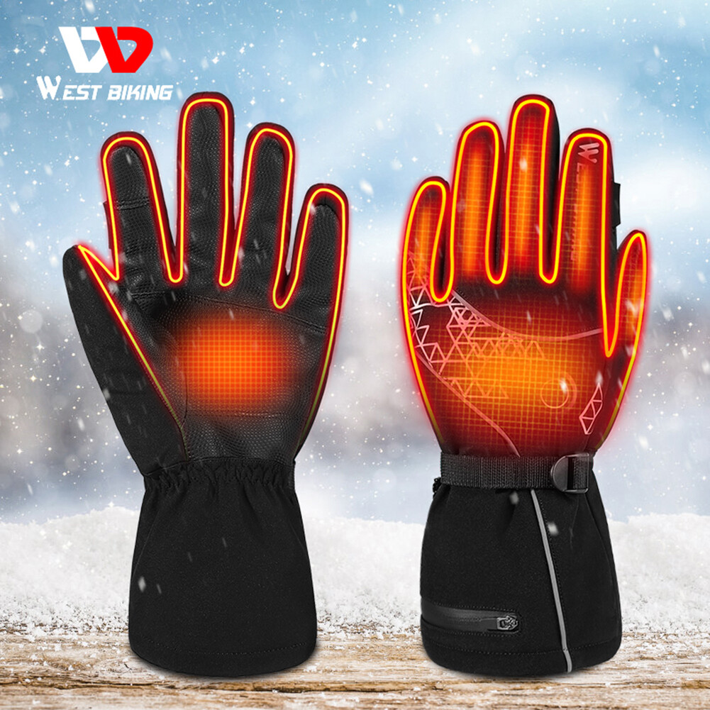 WEST BIKING USB Rechargeable Electric Heated Gloves Hand Warmer Gloves