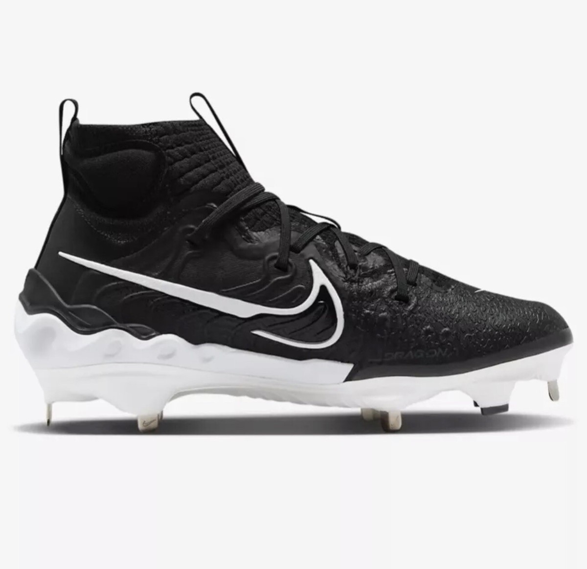 Nike Alpha Huarache NXT Metal Baseball Cleats Black White Nike Alpha Huarache NXT Metal Baseball Cleats Black White