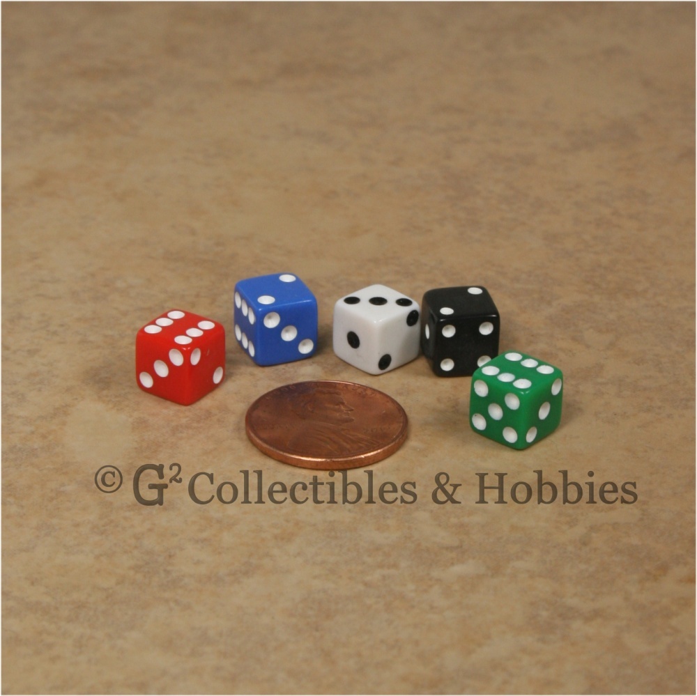 NEW 20 Multicolor Mini Tiny 8mm 6 Sided Gaming Dice Set - 5 Colors