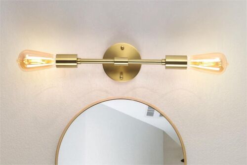 Swing Arm 2 Light Vanity, Wall Brushed Brass Industrial Wall Sconce Light Fixt
