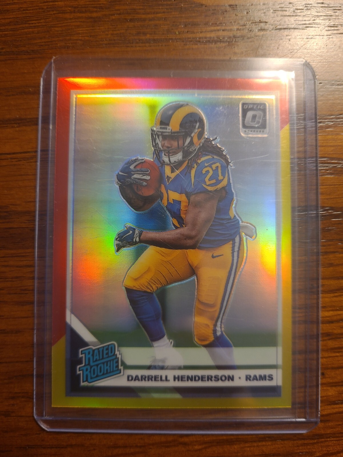 DARRELL HENDERSON RAMS RATED ROOKIE RED YELLOW PRIZMS #160 RC 2019 DONRUSS OPTIC