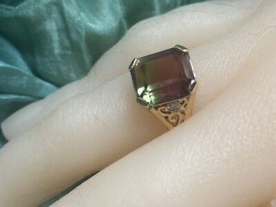 18kt Gold & Diamond Watermelon Tourmaline Ring - custom designed