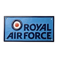 RAF Cast Aluminium Plaque Metal Royal Air Force Sign 15x30cm