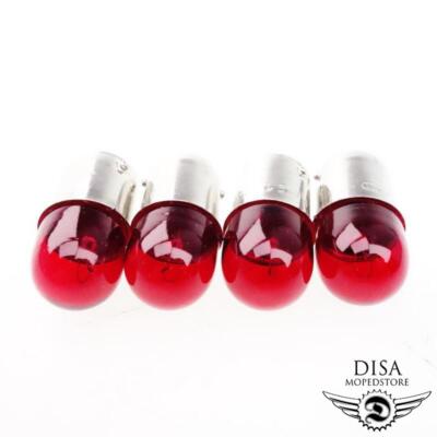 4x 12V 5W Rücklicht Birne rot Glühlampe Glühbirne Leuchtmittel BA15S