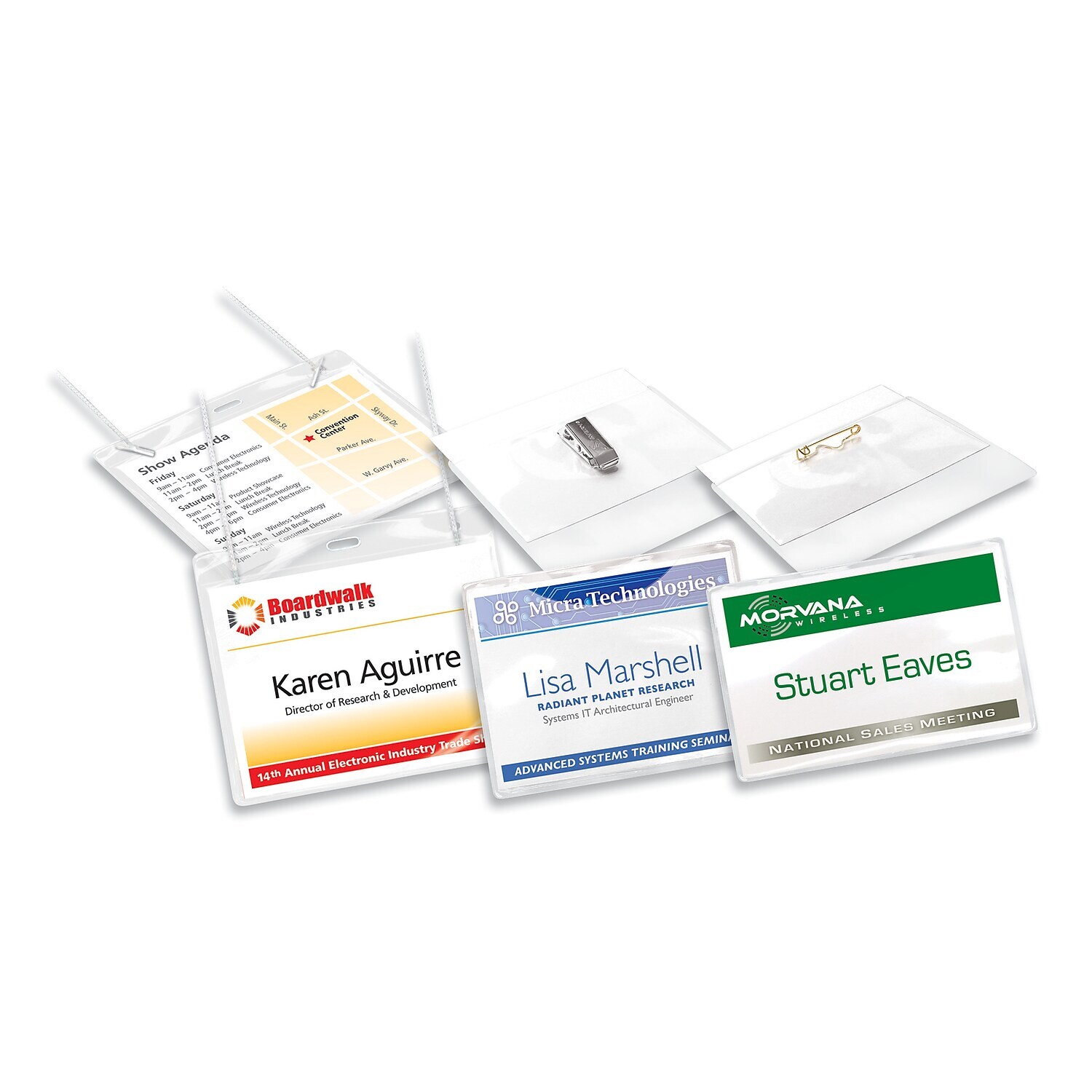 Avery ID Badge Holders Clear with White Inserts 100/Box (74459) 461147