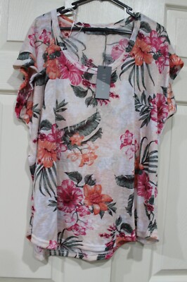 NEW KATIES KNIT  FLORAL PRINTED  SHEER TOP SIZE XL  RRP $39.99