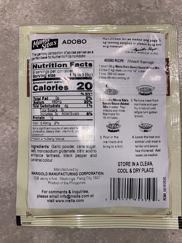 Mama Sita's Adobo Mix (Savory Sauce Mix) 1.76 Oz Pack Of 3 FREE SHIPPING - 第 2/2 張圖片