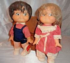 Campbells Soup Boy w/tag  Girl Doll Hair Nets Still On W/boxes 10" Tall 1988