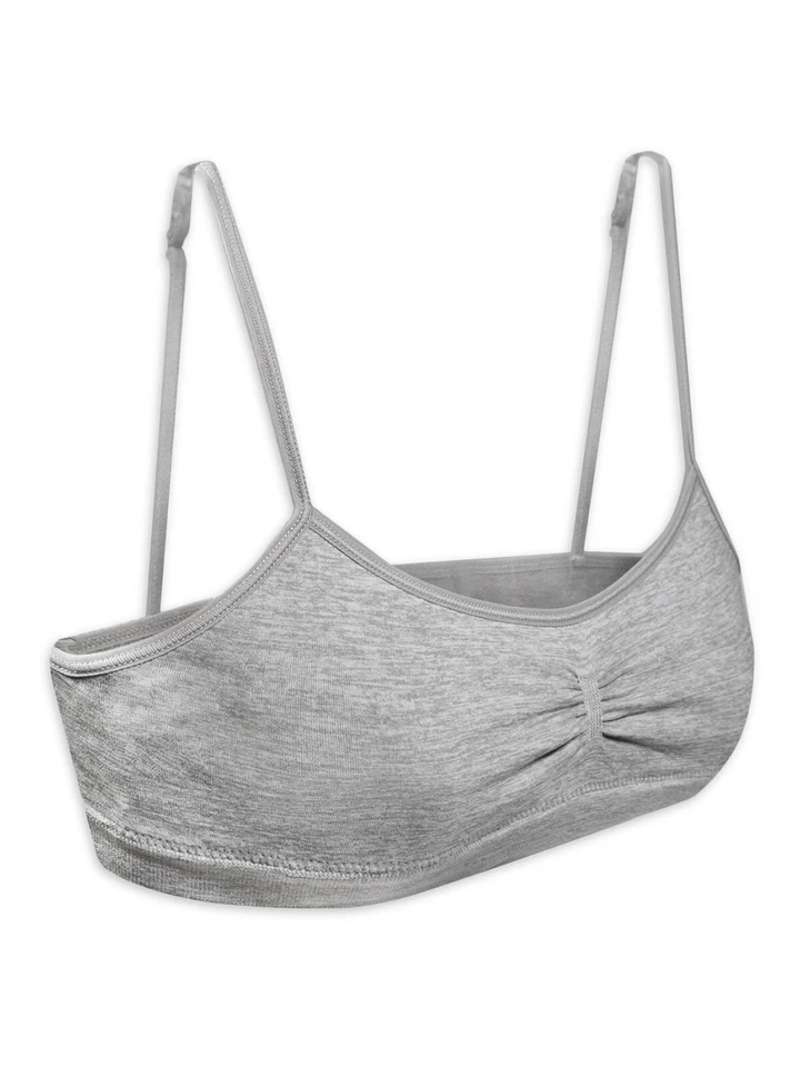 Fruit Of The Loom Sports Bra Girls' 28 Black Gray Stretch Removable Pads 2-Pack - Image 3 of 4