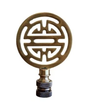 Vintage Scroll Solid Brass Lamp Finial Antique Brass, 2.8"h