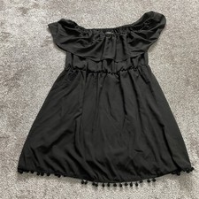 Shein Peasant Dress Womens 2XL Black Solid Mexican Style Stretch Knee Length