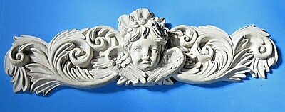 Heavenly Cherub Angel Plaster Cast Baroque Wall Plaque Hanging 18'' X 6''