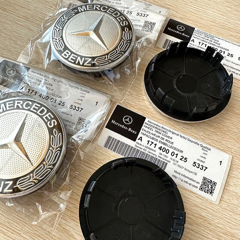 Tapacubos/centro de rueda de aleación AMG genuina Mercedes Benz, (corona de laurel, negro) Foto 2 de 4