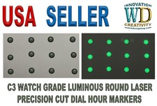 Watch Dial Hour Markers 12 pieces Green 2.5mm LUMINOUS Numerals Dots LASER CUT