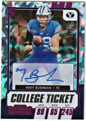 2021 Contenders MATT BUSHMAN RC Purple Cracked Ice Auto #16/23!!! Chiefs BYU