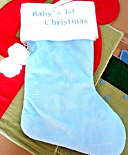 CHRISTMAS STOCKING Baby  s 1st Christmas Stocking Blue 16" 40.6cm NEW