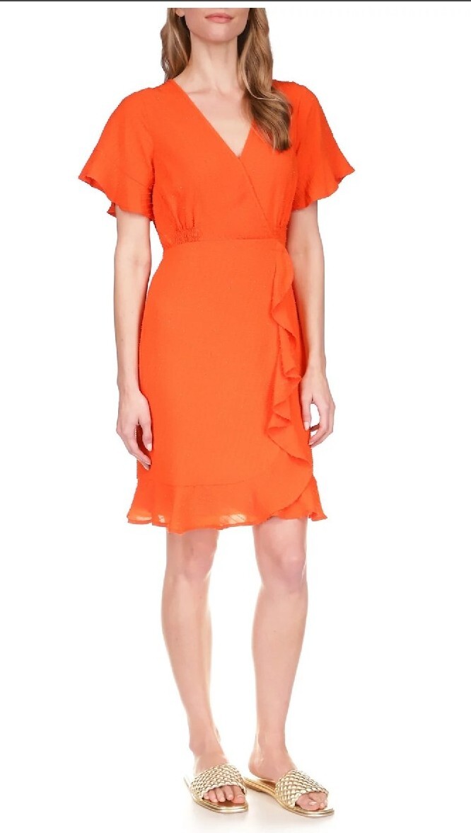 michael kors orange dress Michael Sleeveless Knotted Waist Crafted with meticulous attention to detail Michael Kors Orange Draped Bodycon