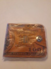 US 100 Dollar Bill Branded Leather Bifold Wallet Card Holder Button Purse NEW