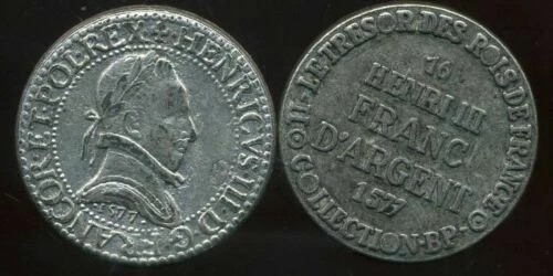 Monnaies royales françaises 1 francs sur Henri III