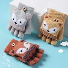 1 Pair 6-10 Years Kids Gloves Cartoon Fox Windproof Children Cute for Outdoor